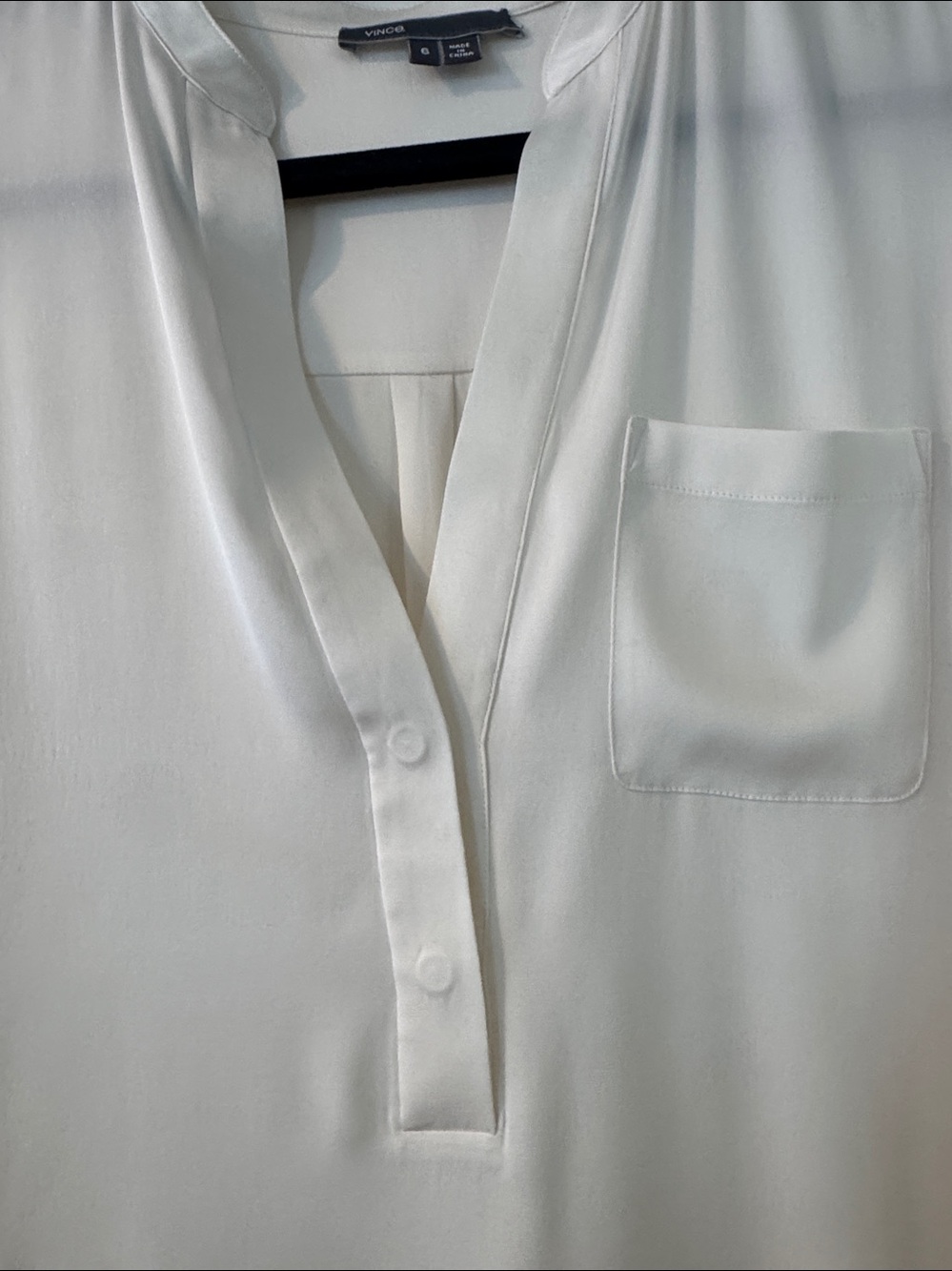 Vince Ivory V-Neck Long-Sleeve Blouse Size M - Picture 3 of 5